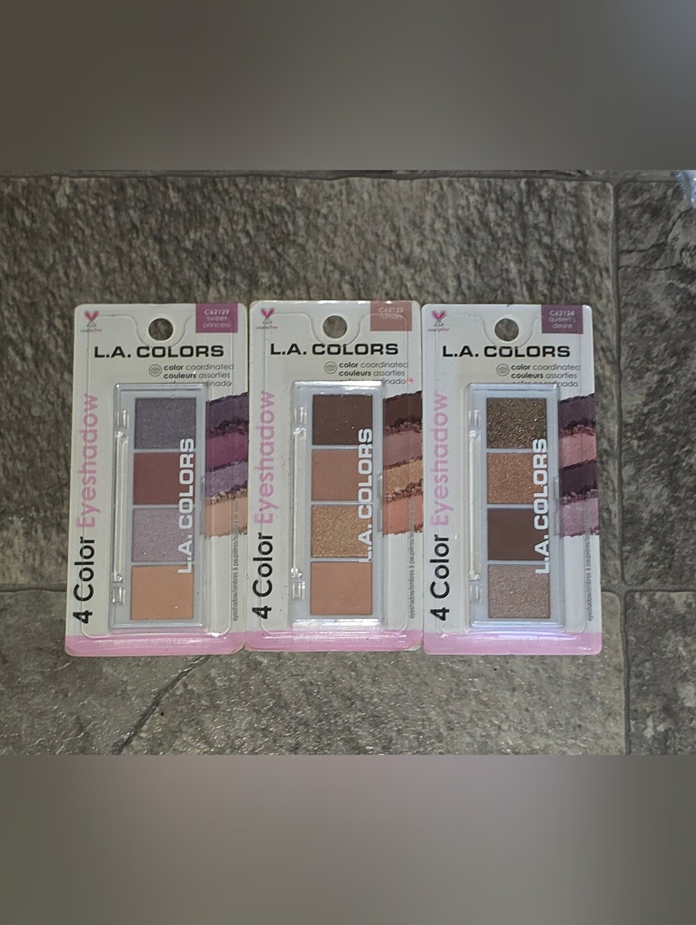 Trio of L.A. Colors 4 Color Eyeshadow Quads - Assorted Palettes